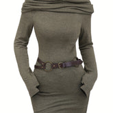 Vibrant Solid Hooded Dress - Long Sleeve, Y2K Inspired, Comfortable and Versatile for Spring and Fall Seasons - Women's Stylish Clothing for Everyday Wear