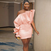 Ingvn - Women Pink Dress Party Ruffle Stylish Occasion Celebrate Sleveless Mesh Patchwork Elegant Slim Summer Homecoming Robe Gowns