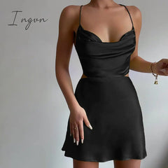 Ingvn - Solid Color Sleeveless Backless Mini Dress Summer Exotic Tight Elegant Party Club Luxury Fashion Sexy Dresses Women Clothe