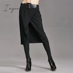 Ingvn - Spring Autumn Women Pants High Stretch Black Fake Two Pieces Pencil Skirt Pants Female Fashion Trousers Streetwear WP24