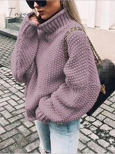 Ingvn - Womens Fall Fashion Sweater Women Autumn/Winter Turtleneck Doll Sleeve Loose Knit Sweater Fashion Women's Top Sweaters High Quality Thermal