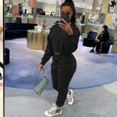 Ingvn - Women Tracksuit Set Jogger Matching Sets Lounge Wear Autumn Winter Sweatsuits for Women Sport Suit Set Two Piece Outfits Casual