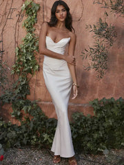 Ingvn - Strapless Off-shoulder Sexy Maxi Dress For Women Gown Fashion Elegant With Fishbone Bodycon Night Club Party Dress