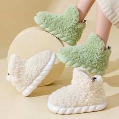 Ingvn Cotton slippers for women's autumn and winter home use, new indoor plush bags with warm heels for external wear