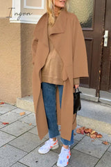 Ingvn - Elegant Solid Turndown Collar Outerwear