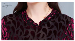Ingvn - High Quality Fashion Vintage Velvet Dress Winter Dresses Women Long Sleeve Evening Party Dress For Middle Age Mom Vestidos