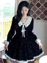 Elegant Lace Patchwork Velvet Dress Women French Style V-Neck Long Sleeve Slim A-Line Party Robe Vintage Evening Prom Vestidos