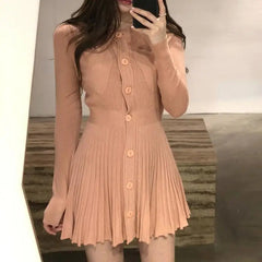 Fashion Korean Mini Dresses Female Autumn Winter Sexy Bodycon Wrap White Short Women's Sweater Knitted One-piece Dress Hit