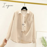 Ingvn - Corduroy Shirts Womens Tops And Blouses Long Sleeve Spring Ladies Solid Loose Boyfriend Style Shirt