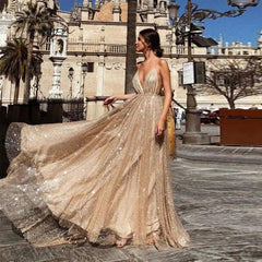 Ingvn - Sexy Spaghetti Strap Gold Sequin Metallic Dresses for Women Fashion Elegant Night Club Party Evening Maxi Dress Vestidos