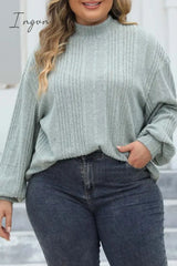 Ingvn - Casual Solid Basic Turtleneck Plus Size Tops