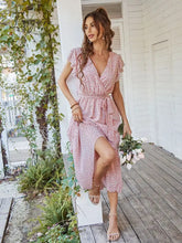 Ingvn - Ladies Vintage Print Chiffon Dress Women Casual Ruffles Long Bohemian Party Beach Summer Dress Women Sundress Female Vestidos