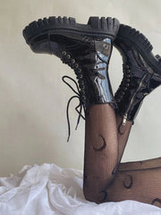 Ingvn Short Shoes for Woman Combat Booties Punk Style Footwear Waterproof Women's Ankle Boots with Laces Lace-up Biker New Rock In Y2k