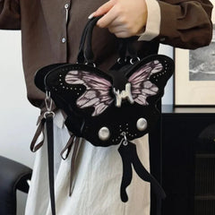 Ingvn Y2k Gothic Shoulder Bag for Women Butterfly Black Aesthetic Handbag Hot Girl Fashion Harajuku Style Exquisite Crossbody Bag