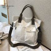 Ingvn - Canvas Bags for Women Handbag Shoulder Bag Large Capacity Solid Color Totes Shopper Bags Casual Female Cross Body Bags