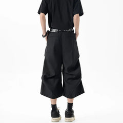 New Wide Leg Casual Pants mens Loose Fit Elastic Waist Outdoor Sport Capri Wrinkle Design Comfy Trousers for Women Men