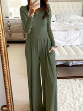 Chic Solid Two-Piece Set - Soft Knit Crew Neck Top & High Waist Wide Leg Pants - Comfortable Casual Outfit for Women