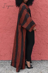 Ingvn - White Casual Street Print Patchwork Cardigan Collar Plus Size Overcoat