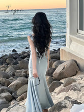 Ingvn - 2023 Summer Elegant Satin Strap Midi Dress Women Vintage Casual Even Party Dress Pure Color One Piece Dress Korean Fashion Chic