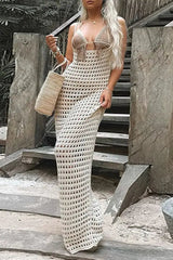 Ingvn - Sexy Print Hollowed Out Swimwears Cover Up