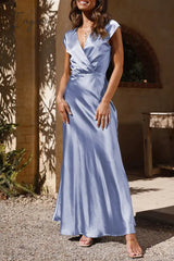 Ingvn - Celebrities Formal Solid V Neck Evening Dress Dresses