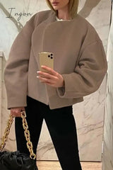 Ingvn - Celebrities Elegant Solid Turndown Collar Outerwear