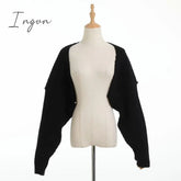Ingvn - Sexy cropped cardigan knitted short cardigan sweaters for women fashion cute tops korean style long sleeve top batwing sleeve