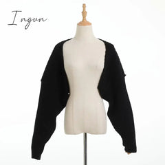 Ingvn - Sexy cropped cardigan knitted short cardigan sweaters for women fashion cute tops korean style long sleeve top batwing sleeve