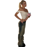 Sweet One Shoulder Mini Tops Women Kink Folds Collar Girly Skinny Backless Street Versatile Summer Trend Simple Clothes