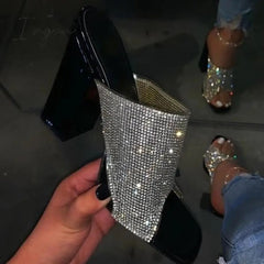 Ingvn - Stylish Glamorous Rhinestone Strap Heels
