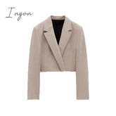 Ingvn - Stylish Elegant Skirt Suits Women Fashion 2 Buttons Cropped Blazer Side Split Mini Skirts Suits Female Chic Sets
