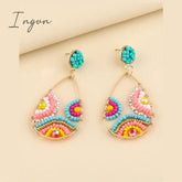 New Fashion Boho Colorful Bead Earrings for Women Exquisite Copper Needle Earrings Sweet Niche Design Party Jewelry Gifts