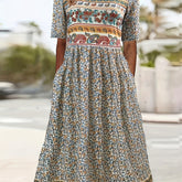 Spring & Summer Must-Have: Women's Breathable Floral Print Dress - Casual Crew Neck with Short Sleeves, Perfect for Everyday & Weekend Outings