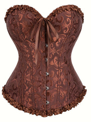 Luxurious Ruffle Strapless Corset Bustier - Sculpting Tummy Control, Adjustable Lace Up, Jacquard Fabric, Body Shaping, Womens Lingerie & Shapewear for a Flawless Silhouette