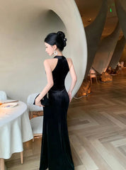 Vintage Luxurious Evening Wedding Party Black Long Dresses for Women Elegant Bodycon Mesh Patchwork Velvet Prom Female Clothing