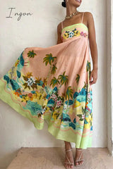 Ingvn - Casual Vacation Floral Patchwork Sling Dress Dresses