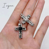 Korean Zircon Crystal Cross Earrings Women Drop Earrings for Gothic Punk Hip Hop Female Piercing Dangle Earrings Party Jewelry