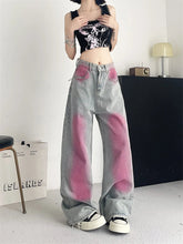 Ingvn Women's Inkjet Design Thin Jeans Street Summer New Trousers Young Girl Street Bottoms Female High Waisted Denim Pants