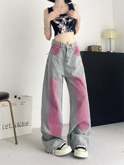 Ingvn Women's Inkjet Design Thin Jeans Street Summer New Trousers Young Girl Street Bottoms Female High Waisted Denim Pants