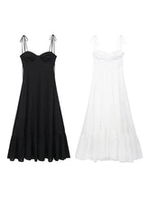 Female Beach Style Dress White Sling Sleeveless Backless Lace-Up Decoration Zipper Summer Fashion Women Long Dresses