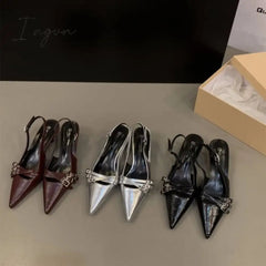 Formal High Heeled Sandals for Woman Concise Office Lady Slingbacks Stilettos Sexy Pointed Toes Summer Chic Ladies Mules Shoes