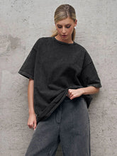 Ingvn Retro T-shirt Men Women Vintage Short-sleeve Wax printing T Shirts Solid Color Hip Hop Loose Tees