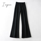Ingvn - New High Street Elastic Waist Solid Color Flare Pants For Women Spring Autumn Thick Casual Female Trouser BSXM new years eve outfits women