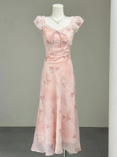 French Holiday Style Sweet Summer Dresses Women New Fashion Floral Pink Chic Long Dress Female Elegant Korean Popular Clothes