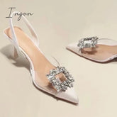 Ingvn - Summer Fashion New Sexy Banquet Comfortable Crystal Transparent Solid Color Pointed Toe Women's High Heels sandals women 2024
