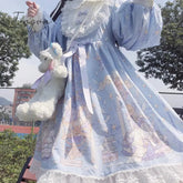 Ingvn - high quality fashion winter outfits aesthetic Kawaii Lolita Style Dress Women Lace Maid Costume Dress Cute Japanese Sweet Dresses Peter Pan Collar One Size For Girls
