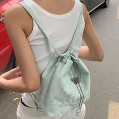 Ingvn Fresh New Exquisite Bucket Drawstring Bow Underarm Bags Korea All-match Minority Shoulder Bags Female Two Backs Moda Backpacks