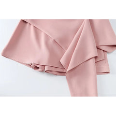 New Women Vintage High Waist Asymmetric Front Pleats Shorts Skirts Elegant Office Skort
