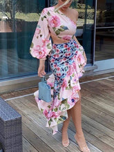 Summer New Ladies Fashion Tube Top Single Sleeve + Waist Splicing Skirt Sexy Elegant Ladies Asymmetric Skirt Suit