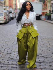 Ingvn Cargo Pants Women Summer Fashion Women's Casual Pant Streetwear Ins Detachable 3D Pocket High Waisted Wide Leg Pants